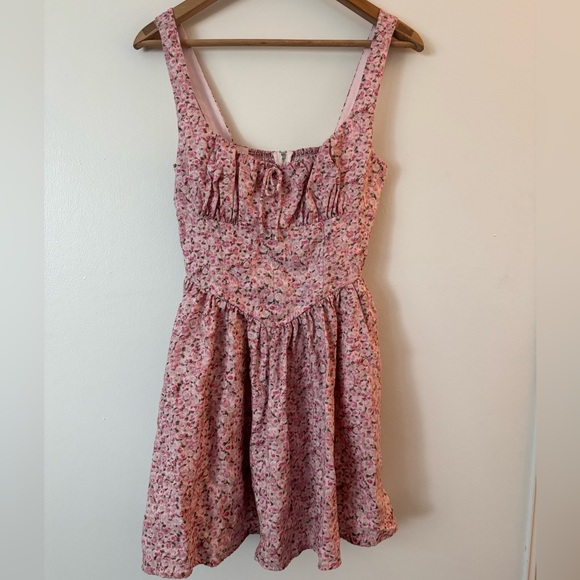 Reformation 4 Daria Rosin Linen Mini Dress in Pink Floral - Picture 5 of 12